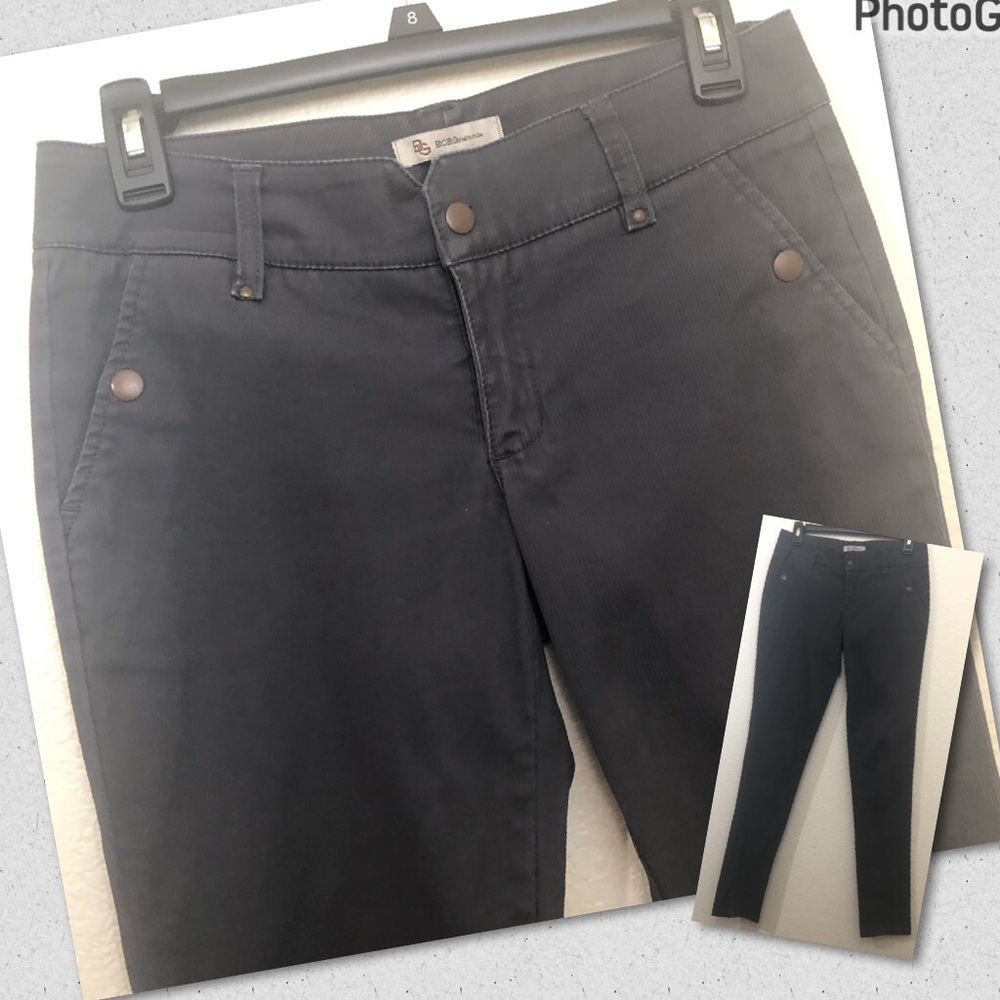 BCBGeneration Womens 4 Textured Pants Skinny Ankle Gray Low Rise Casual